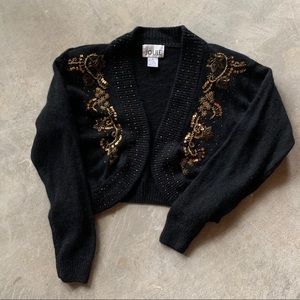 Vintage Beaded Party Cardigan gold and black